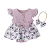 Ins Baby Mädchen Tutu Strampler Kleid Stirnband 2 Stück Kinder Rock mit Schleife Blumendruck Sommer Party Elegante Agaric Spitze6345675