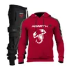 Męskie dresy Moda Casual Hoodie Mężczyźni Abarth Logo Męskie Bluzy Garnitur Wiosna Jesień Bawełniana Bluza + Dresy 2-częściowy zestaw