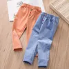 Pantaloni casual in velluto a coste per bambini Primavera Autunno Abbigliamento per bambini Pantaloni per bambini in tinta unita con bottoni per ragazze2-5-8-10 anni 210701