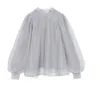 Sweet Lantern Long Mouw Pullover Blouse Dames Spring Solid OL Slanke Blusas Gaas Patchwork Elegant Shirt Feminino 210514