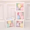 Geschenkpapier, transparente Würfel-Ballonbox aus Kunststoff mit Baby-Liebesaufkleber für Babyparty-Geburtstag