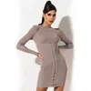 Bodycon Knitted Sweater Dress Casual Warm Winter Lace Up Front Vestidos Women Clothing Fashion Short Lady 210427