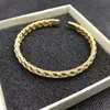 Bracelet en maille torsadée 18k pour hommes et femmes, manchette en acier inoxydable, couleur or creux, ne se décolore pas, bijoux à la mode