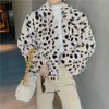 Aelegantmis vintage faux päls leopard jackor kvinnor konstgjord mink tjock kappa vinter casual mode lösa ytterkläder ry 210607