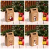 Presente de Natal embrulhado Retro Kraft Candy Cookie Bolsa Cartoon Santa Claus Elk Snowman Snow Penguin Craft Giftbag Ano Novo Party