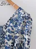 HSAヨーロッパのファッション女性夏ロングドレススクエアカラーパフスリーブ花柄プリントプリーツドレスエレガントローブボー210716