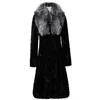 Casaco real de peles feminino com colar de inverno casacos de mulheres roupas 2022 elegante cinto de jaqueta longa e espessa 2024