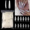 Faux ongles XXL Extra longs en forme de cercueil, ballerine, forme plate, pointes d'art des ongles, naturels, transparents, couverture complète, à pression, 600 pièces