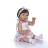 NPK 47CM newborn bebe doll reborn baby girl doll in tan skin full body silicone Bath toy dolls Xmas Gfit Q0910