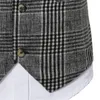 Heren Vesten Voor Mannen Slim Fit V-hals Plaid Single-breasted Pak Vest Top Casual Mouwloze Formele Zakelijke Jacket209J