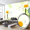 Пользовательские обои 3d белые хризантемы чернил акварель живущая комната спальня фон украшения стены росписи обои