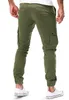 Calça masculina Hip Hop Cargo Pants Masculina Runners Sólida com vários bolsos Calça de moletom cintura elástica M-3XL