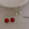 Or Rectangulaire Crochet Dangle Boucles D'oreilles Simple Géométrique Blanc Rouge Perle Boucle D'oreille Pour Les Femmes Bijoux