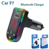 Car F7 зарядное устройство FM -передатчик Dual USB Quick Charging Pd Ports handsfree Audio Receiver Mp3 -плеер красочный атмосфера с розничной коробкой