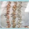 Jewelrygold Sier Renk Çiçek Gelin Baş Bandı Saç Taç Tatlı Su İncileri Düğün Takı El Yapımı Kadın Taç Damla Teslimat 2021 W9nha