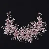 Trendy Rose Gold Crystal Flowe Bruids Hoofddeksel Bruiloft Hoofdband Tiara Handgemaakte Haarband Haar Sieraden Bruiloft Haaraccessoires X0625