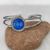 Bangle Hand Made Greek Sorority Zpb Letter White Rhinestone Cuff Women Jewelry