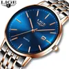 Световые часы Lige для мужчин все стальные спортивные часы мужские водонепроницаемые часы мужские часы верхний бренд роскошный наручные часы Relogio Masculino 210527