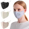 The latest lace embroidered party masks double-layer breathable thin cotton cloth mask dustproof hanging ear type with diamonds and washable