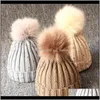 Lindo gorro de punto infantil niñas ganchillo niños diseñador lentejuelas pompón de piel sólido al aire libre gorros holgados niño 8Nhuj Uq2Ay