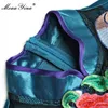 Mode Designer Dress Summer Women's Dress Stand Collar Floral Embroidery Package Buttocks Split Klänningar 210524