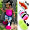 Pantofola di pelliccia per bambini con cinturino Fluffy Raccoon Rainbow Slides Furry Vera pelliccia di volpe Sandali Cute Children Peluche infradito Scarpe piatte Y0731