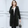 Women's Fur & Faux 2021 Wool Sheep Shearing Winter Coat Cloak Medium Long Hooded Integrated Large