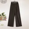 Primavera mujer traje sólido vintage cremallera moda coreana femenina alta cintura casual ropa de trabajo pantalones pantalones 8890 50 210417
