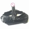 Strap On Inside Dildo Patent Leather Panties Rubberized Pants Anal Butt Plugs Female Chastity Underwear Penis Plug G1116