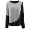 Nice-Forever Automne Femmes Mode Chic Patchwork T-Shirts Casual T-shirts Surdimensionnés Tops T058 210419