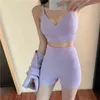 Vetement Femme Kvinnors Tracksuit Crop Top + Camisole Pant Shorts Sets Byxor Passar Kvinnor Outfits Ensemble Sportswear 210514