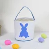 Easter Party Bunny Basket Egg Bags for Kids Canvas Cotton Rabbit Print Buckets with Fluffy Tail Gifts Bag for Easters ZZE11547