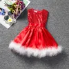 Girl's Dresses Kid Christmas Eve Costumes Children Red Xmas Vestidos For Baby Girls Years Party Gown 2 3 4 5 6 7 Sparkle Dress