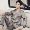 Men's Silk Casual Pajamas Autumn Winter Summer Sleepwear Fashion Modern Style Home Clothes Short Sleeve Long Sleeve Pyjama Set 210928