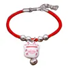 Nouveau mignon chat chanceux perles en céramique Bracelet sûr Bracelet en corde rouge fait à la main bijoux de mode longueur réglable