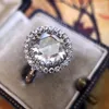 Anéis de casamento Luxury White Zircon promessa anel de noivado vintage encantador grande pedra para mulheres jóias de moda