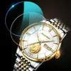 Armbandsur Jsdun Luxury Automatic Mens Watch Vintage Mechanical Top 18K Gold Diamond Vattentät Business Armbandsur