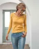 Vår Höst Fashion Casual V-Neck Långärmad Stickning Tunna Base Elastic Pullover Sweater Toppar Jersey Mujer 210520