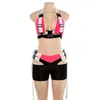 Sexy Frauen Zweiteiler Set Schnalle Trainingsanzug Halter BH Bustiers Tank Weste Shirt Crop Tops + Shorts Damen Anzug Hip Hop Damen Trainingsanzüge