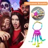 Suporte de pulso Punk Gothic Hand Skull Skeletton Bracelet ajustável Balão de Halloween para mulheres Anéis de cristal geométricos moda