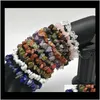 Perlenstränge Armbänder Schmuck Drop Lieferung 2021 Heilkristall Sodalith Chip 18 cm Stretch Natürlicher gemischter Edelstein Chakra Modearmband