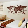 Carte du monde en mots Autocollant mural en vinyle Océans et continents en espagnol Décoration murale Stickers DIY Décoration de maison pour salon 210929