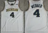 NCAA Michigan Wolverines College 2 Poole Basketball Jerseys 5 Jalen Rose 4 Chris Webber 25 Juwan Howard vintage Amarelo azul branco Camisas costuradas S-xxl