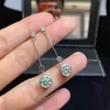 Luxury 925 Sterling Silver 1 Ct Passed Diamond Test Perfect Cut VVS1 Green Moissanite Engagement Earring Female Gift Jewelry