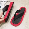 SUOJIALUN 2021 été femmes pantoufle dames talon bas plate-forme chaussures en plein air décontracté plage tongs bout ouvert sandale diapositives K78