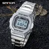 Orologi da uomo di lusso delle migliori marche SANDA LED Digital Watch Men 5ATM Sport Orologio da polso impermeabile Orologio in acciaio Relogio Masculino G1022