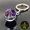 2022 NEW 12 Constellation Luminous Keychain Glass Ball Pendant Zodiac Glow In The Dark Key Chain Holder Men Women Birthday Gift