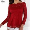 Herbst Langarm Sexy Aushöhlen Spitze Bluse Frauen Kausal Solide Pullover Hemd Weiß Tops Damen Blusas Mujer 10435 210508