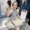 中国のチャイナの王女のドレスの赤ちゃんの夏の女の子のドレス子供服半袖コットンの花王女かわいいドレスQ0716