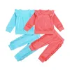 Conjuntos de roupas Baby Girl outono terno flanela confortável de alta qualidade casual de manga comprida Ruffled pulôver e calças 2 peças conjunto